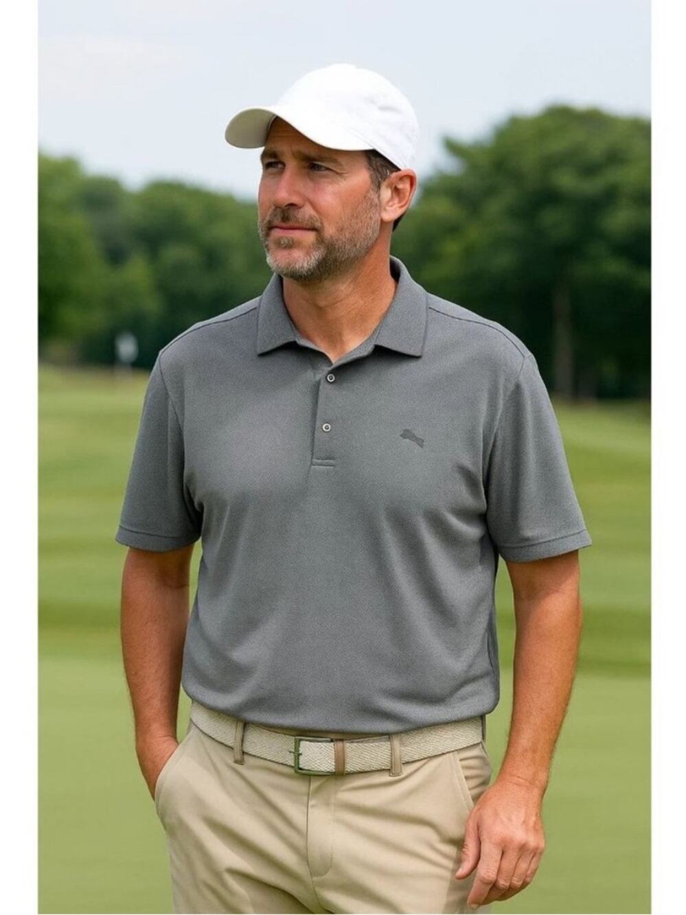 Tommy Bahama Men's Slate Gray cotton blend performance Polo XL
